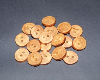 Kleine 18 handgefertigte Astknöpfe aus Pflaumenholz, Zubehör (0,79" Durchmesser x 0,16" dick)