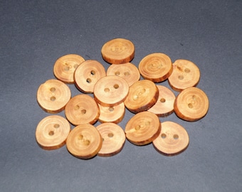 Small 18 Handmade plum wood Tree Branch Buttons , accessories (0,79" diameter x 0,16" thick)