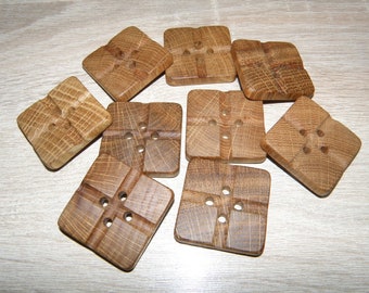 Large 9 Handmade oak wood Tree Branch Buttons , accessories (1,57"x 1,57" diameter x 0,28" thick)