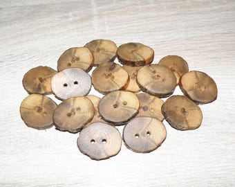18 Handmade oak wood Tree Branch Buttons , accessories (1,38" diameter x 0,20" thick)