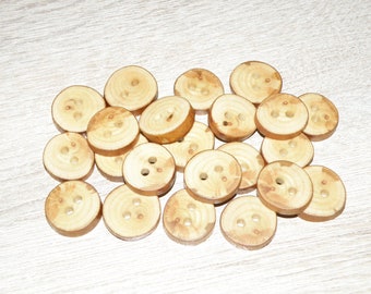Small 22 Handmade plum wood Tree Branch Buttons , accessories (0,79" diameter x 0,16" thick)