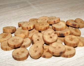 Small 40 Handmade oak wood Tree Branch Buttons , accessories (0,71" diameter x 0,16" thick)