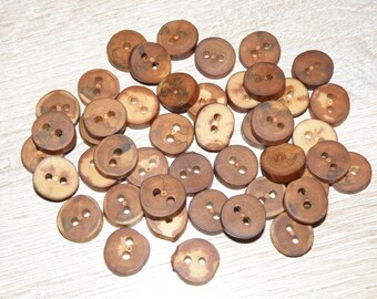 Small 45 Handmade apple wood Tree Branch Buttons , accessories (0,51" diameter x 0,12" thick)
