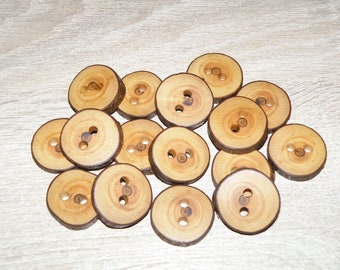 16 handgemachte Astknöpfe aus Pflaumenholz mit Rinde, Zubehör (3,5 cm Durchmesser x 0,20 cm dick)