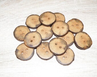 14 Handmade oak wood Tree Branch Buttons , accessories (1,14" diameter x 0,20" thick)