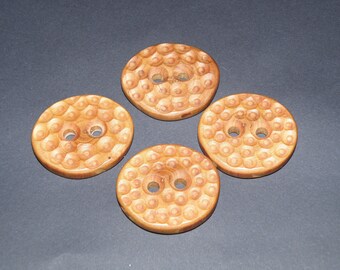 Large 4 Handmade apple wood Tree Branch Buttons , accessories ( 1,57" diameter x 0,24" thick)