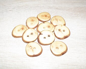 10 Handmade juniper wood Tree Branch Buttons , accessories (1,34" diameter x 0,20" thick)