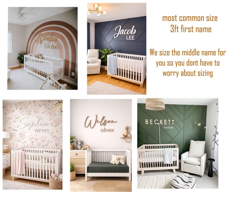 Custom Wood Nursery Name Sign: Modern Script Wall Decor - Etsy
