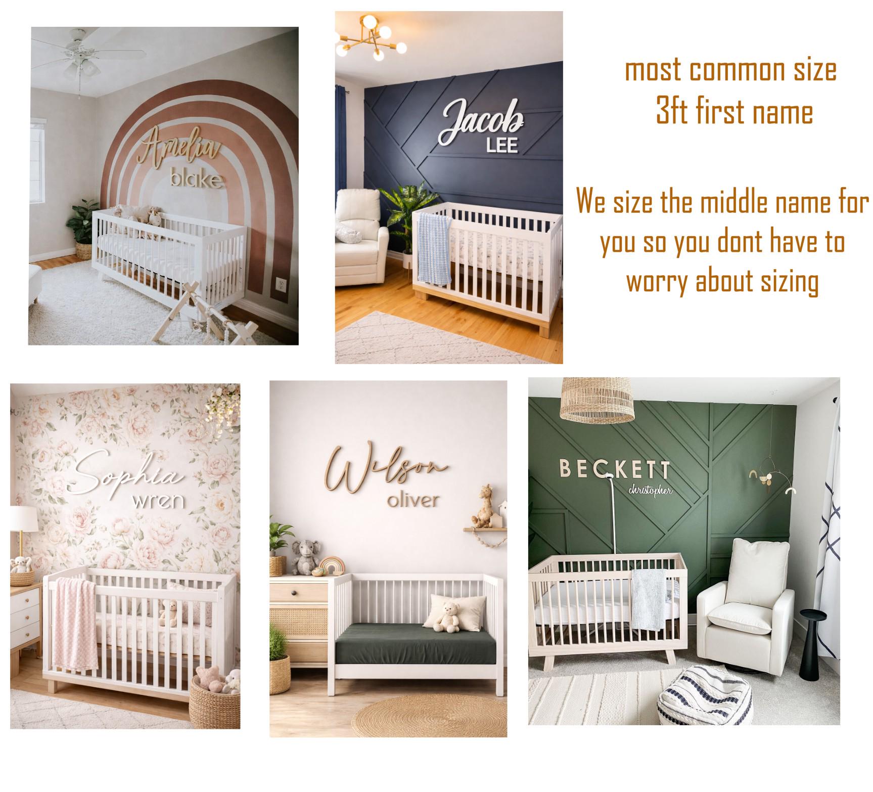 Custom Wood Nursery Name Sign: Modern Script Wall Decor - Etsy