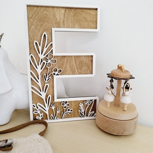 Wildflower Flowered Wall Decor Wood Nursery Letters Boho Name Sign Layered 3d Letters Floral Wooden Alphabet Letters Girls Room Sign Bedroom image 2