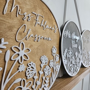 Teacher Class Room Gift Present Sign Floral Door