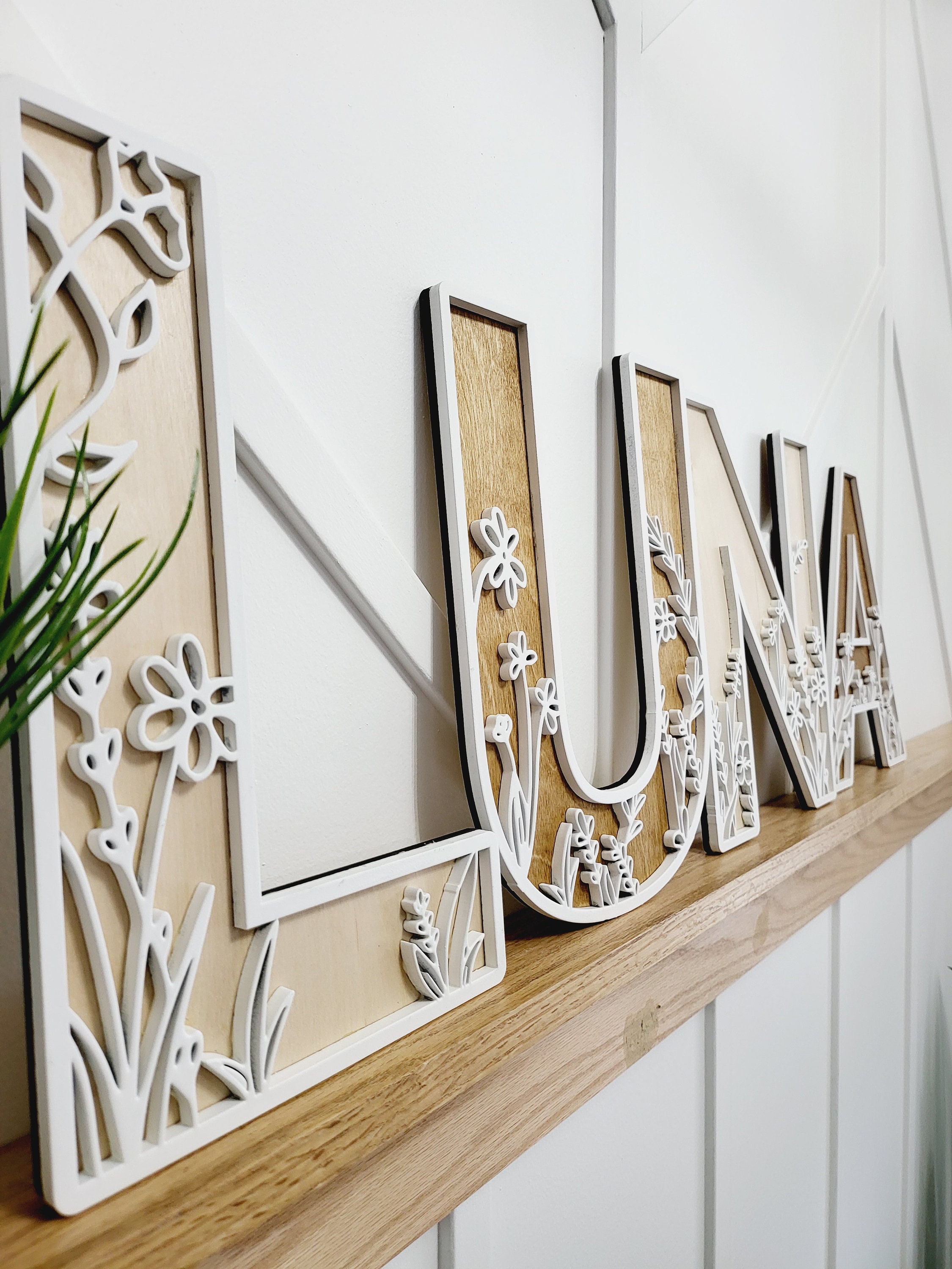 Wildflower Flowered Wall Decor Wood Nursery Letters Boho Name Sign