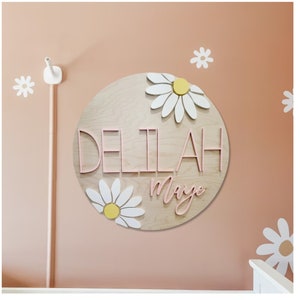 Daisy Name Sign, Nursery Name Sign, Daisy Nursery Decor, Name Sign for Girl, Custom Wood Name Sign, Floral Nursery Decor, Baby Name Sign