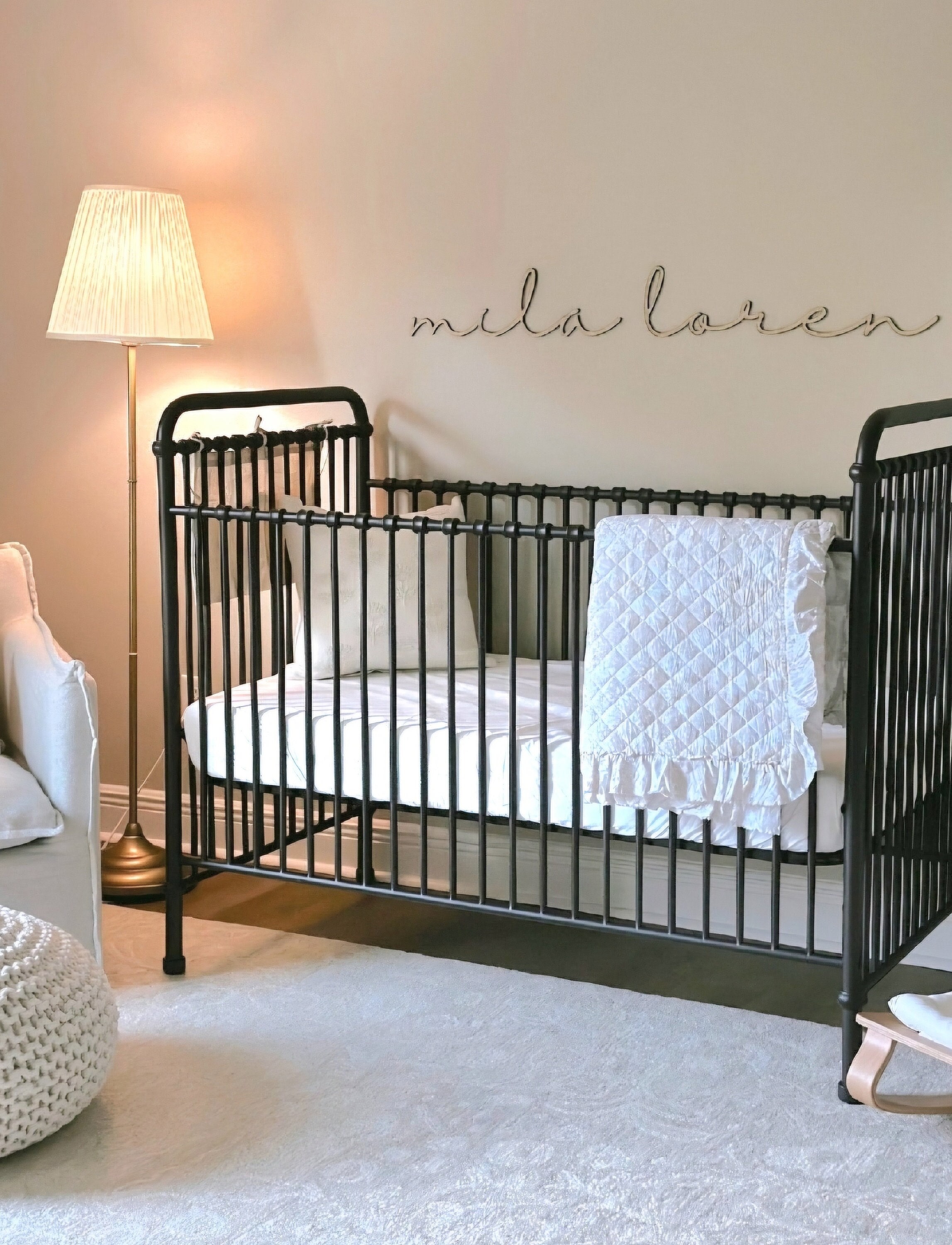 Wood script nursery baby room name laser cut sign cursive first and middle name signature font wall mounted crib change table decor
