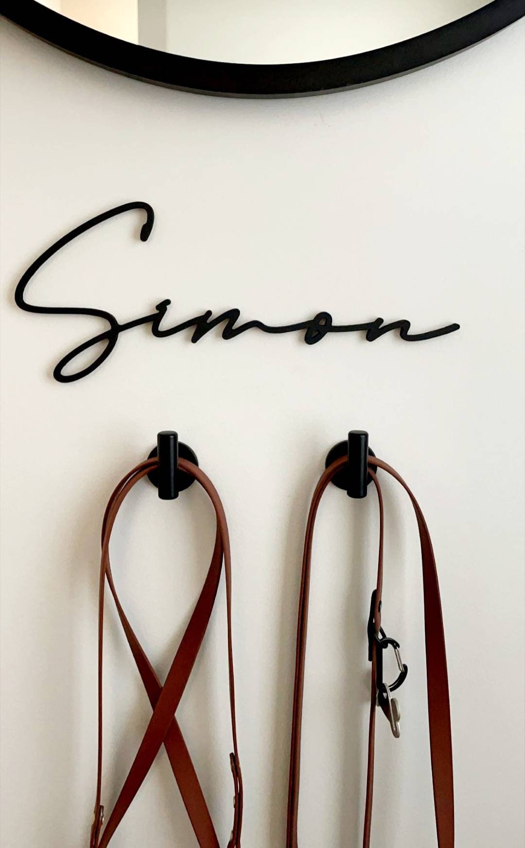 Wood Script Dog Leash Holder, Personalized Puppy Decor - Etsy
