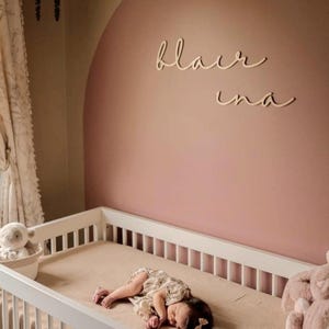 Nursery Name Sign, Custom Wooden Baby Name Sign, Personalized Script Name, Above Crib Nursery Wall Decor