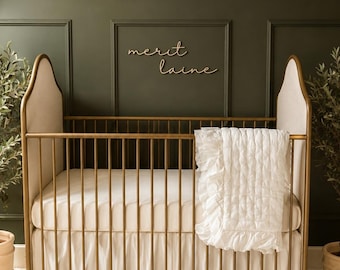 Custom Name Sign | Modern Nursery Wall Decor, Wooden or Acrylic (Handmade) antique gold minimalist
