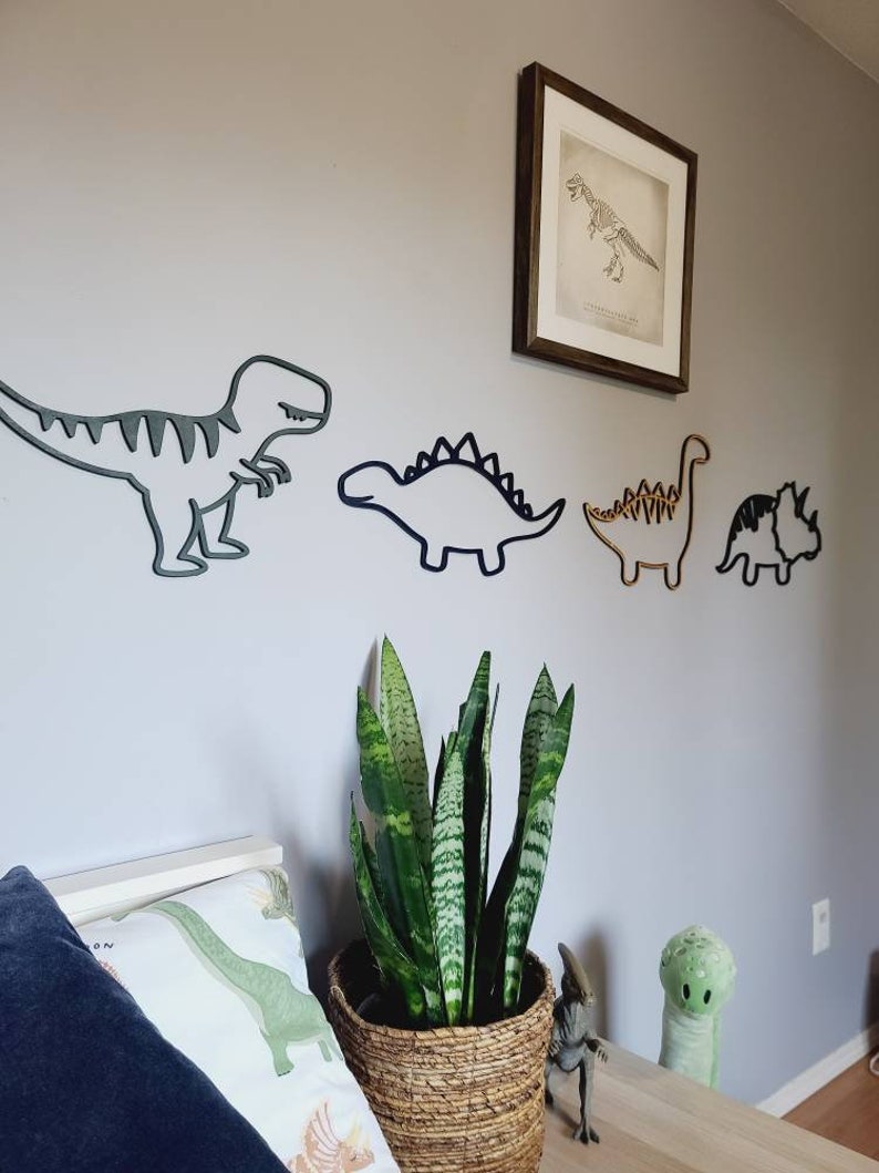 dinosaur wall décor name sign boys room geometric t rex birthday wood sign Jurassic
