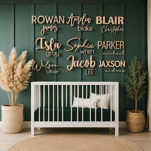 Custom Wood Nursery Name Sign: Modern Script Wall Decor