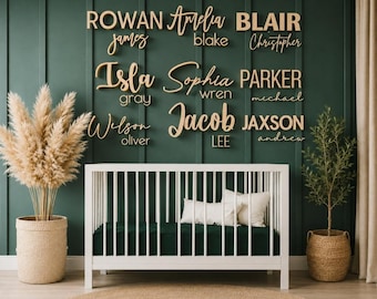 Custom Wood Nursery Name Sign: Modern Script Wall Decor