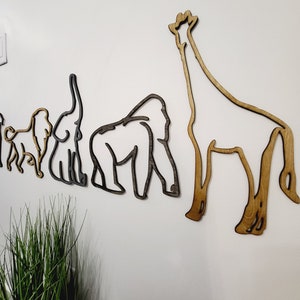 Wood Safari Jungle Outlines Wall Silhouette Nursery Bedroom african decor Design Jungle bedroom Room Idea art cut outs image 3