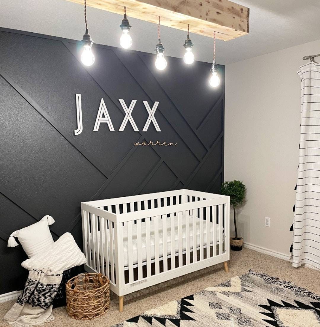 Modern Nursery Bedroom Wood Name Sign Boys Girls Baby Sign Room Decor