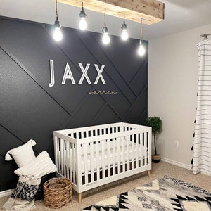 Modern Nursery Bedroom Wood Name Sign boys Girls Baby Sign Room Decor block letter feature wall boys room sign