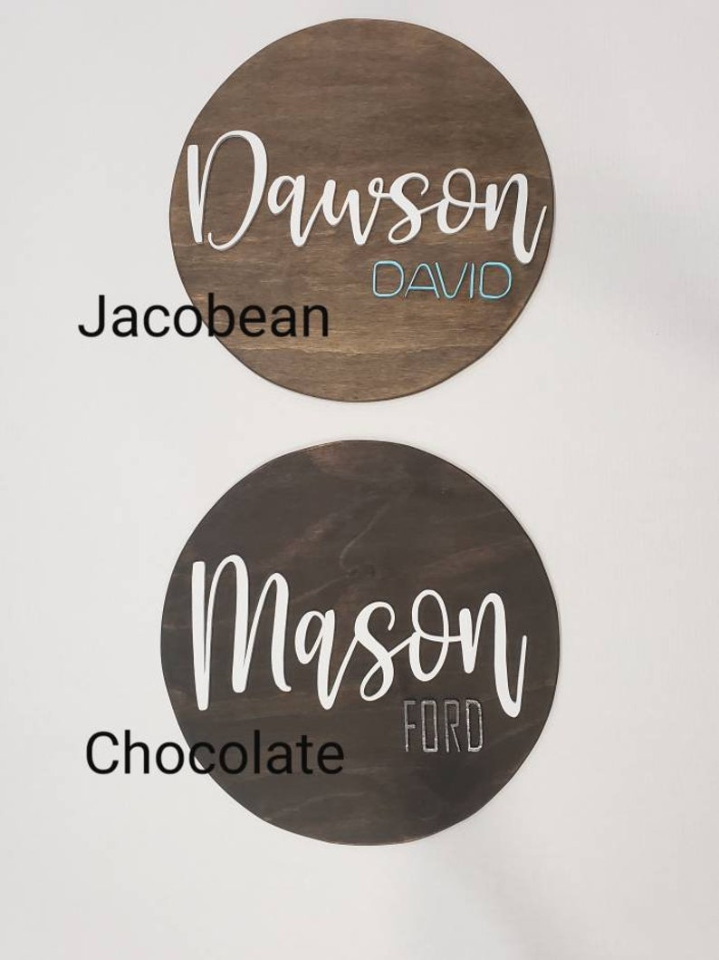 3D circle wood name sign room nursery name sign decor baby shower newborn gift white and gray image 4