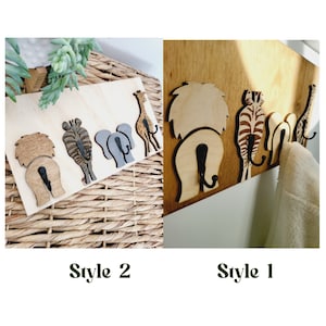 Wood Safari coat clothes hanger hook jungle animals nursery wall bedroom bathroom rack decor neutral baby room baby shower gender gift image 8