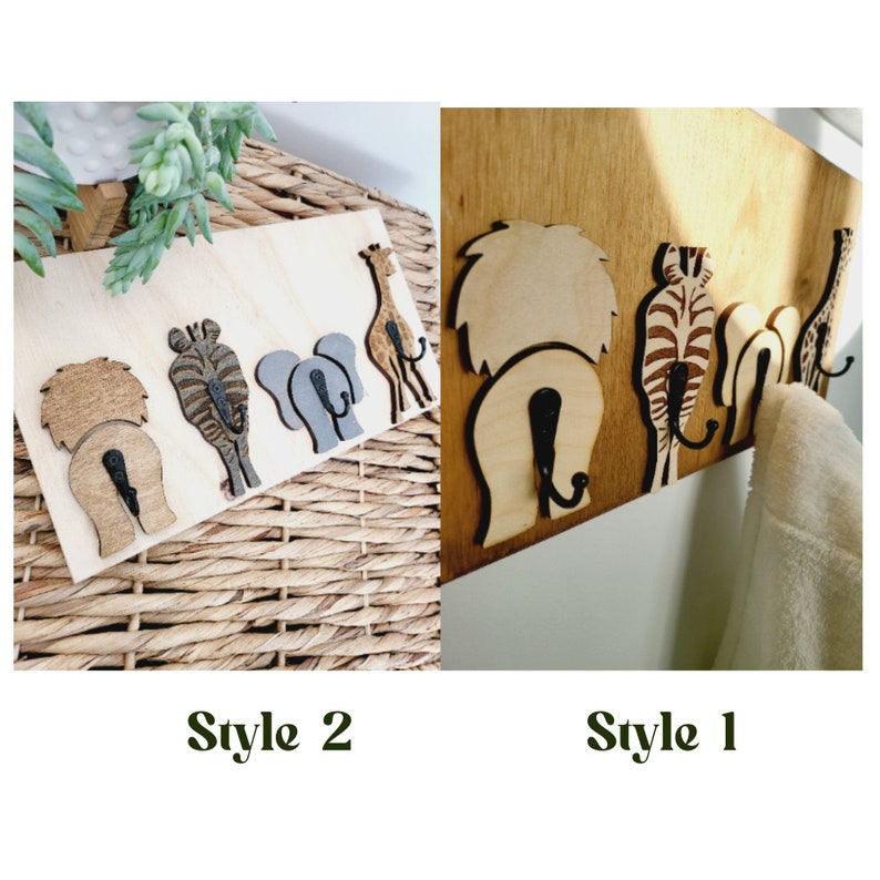 Wood Safari coat clothes hanger hook jungle animals nursery wall bedroom bathroom rack decor neutral baby room baby shower gender gift image 8