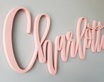 All Wood Personalized Name Sign Nursery Above Bed Crib Script Cursive Bedroom Wall Decor new born photo prop