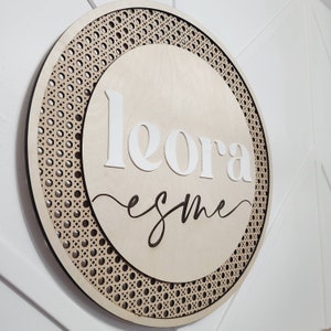 Boho Nursery Name Sign | Faux Rattan 3D Wood & Acrylic