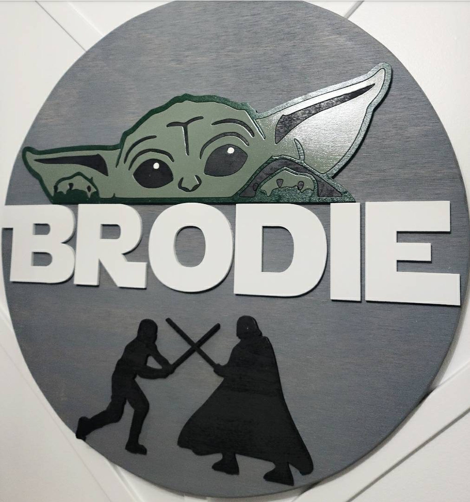 24 round 3d wood baby yoda star wars name sign jedi Etsy