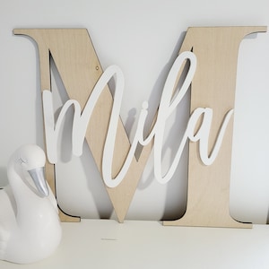 Nom personnalisé mural en bois 3D en bois, première initiale moderne de la chambre de bébé, chambre de bébés garçons, filles, décoration de la chambre, lettre majuscule, lettre majuscule