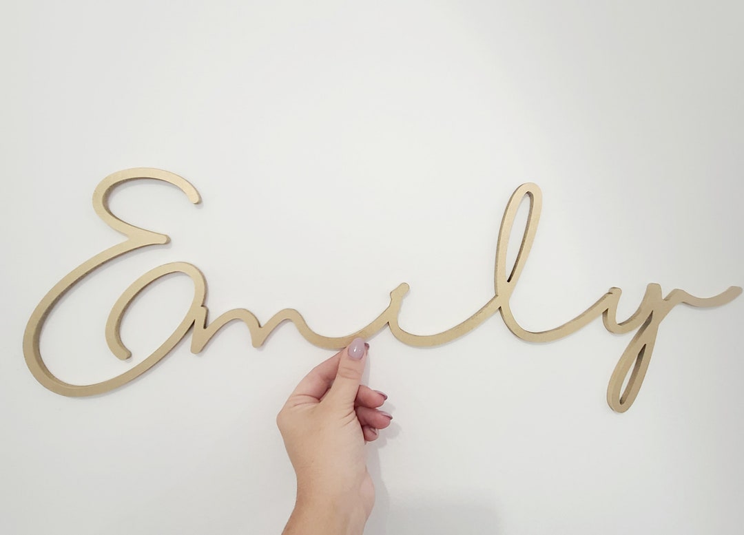 24 Inch Wood Script Nursery Baby Room Name Laser Cut Sign Cursive First ...