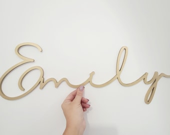 Laser Cut Wood Name Sign, Cursive Nursery Decor