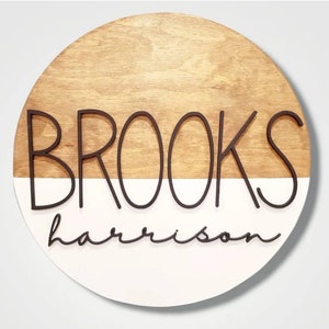 12inch to 24 inch free shipping! 3D circle wood name sign room nursery name sign decor baby shower newborn gift dipped half painted