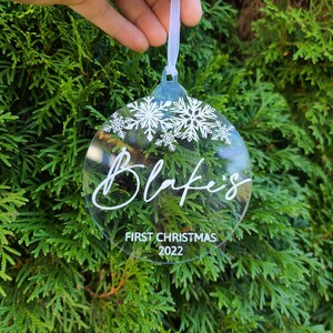Personalized 3d Babies First Christmas Ornament 2022 Acrylic Tree New Baby 1st Holiday Name Sign Gift Mr and Mrs Custom Saying Granparents image 5