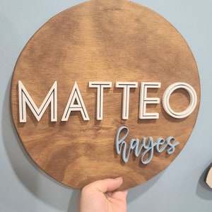 12inch to 24 inch free shipping! 3D circle wood name sign room nursery name sign decor baby shower newborn gift boho