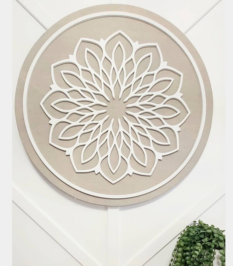 3D circle wood mandala design entry way battan shiplap hallway wall sign 12inch  18inch 20 inch unique