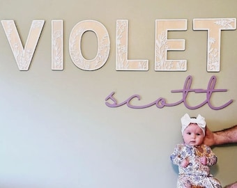 Wildflower Flowered Wall Decor Wood Nursery Letters Boho Name Sign Layered 3d Letters Floral Wooden Alphabet Letters Girls Room Sign Bedroom