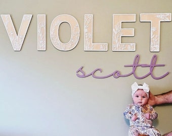 Wildflower Nursery Letters, Boho 3D Wood Name Sign