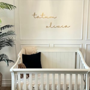 Laser Cut Wood Name Sign: Cursive Nursery Decor