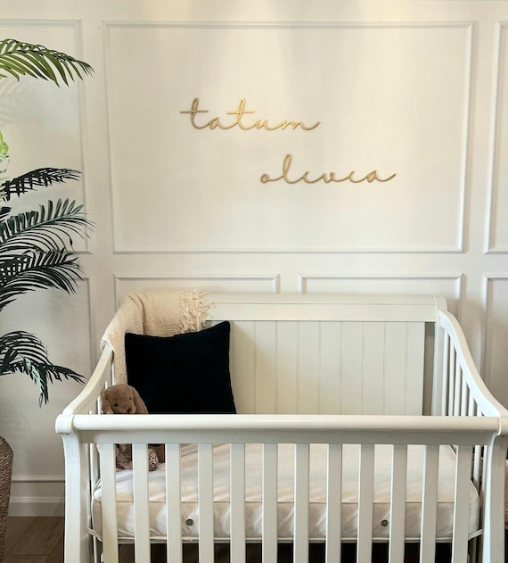 Laser Cut Wood Name Sign: Cursive Nursery Decor