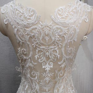 Luxury Beaded Lace Applique: Bridal Wedding Gown Patch (22x20 inches)
