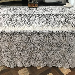 Chantilly Lace Fabric: 118 Inch Heart Scalloped Eyelash Lace