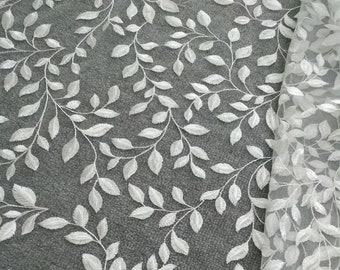 Tela de tul con encaje floral bordado - Vestido de novia y fiesta