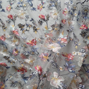 Multicolor Flower Lace Fabric Embroidered Florals Lace Wedding Bridal Lace Fabric Prom Dress Fabric