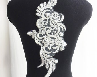 Beaded Lace Applique: 3D Tulle Embroidery for Bridal Bodice