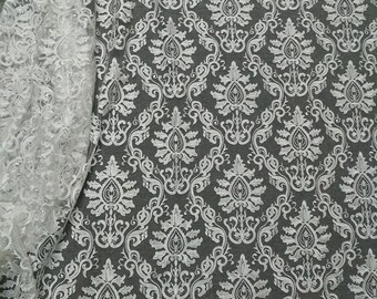 Bridal Alencon Lace Fabric: French Tulle Embroidery for Wedding Dress